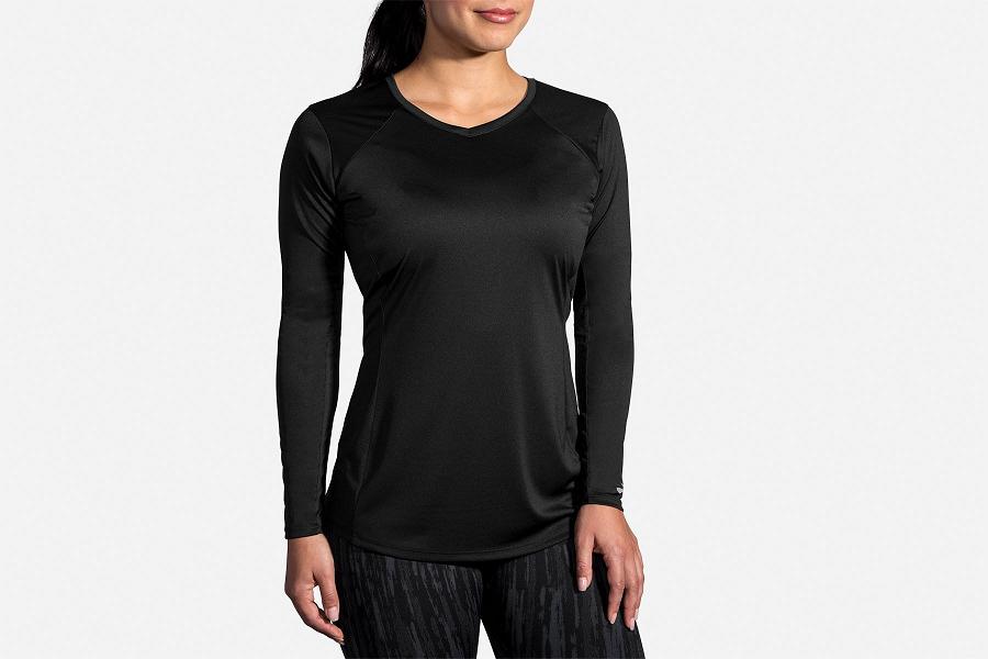 Brooks Stealth Women Clothing & Long Sleeve Running Shirt Black ANR628319